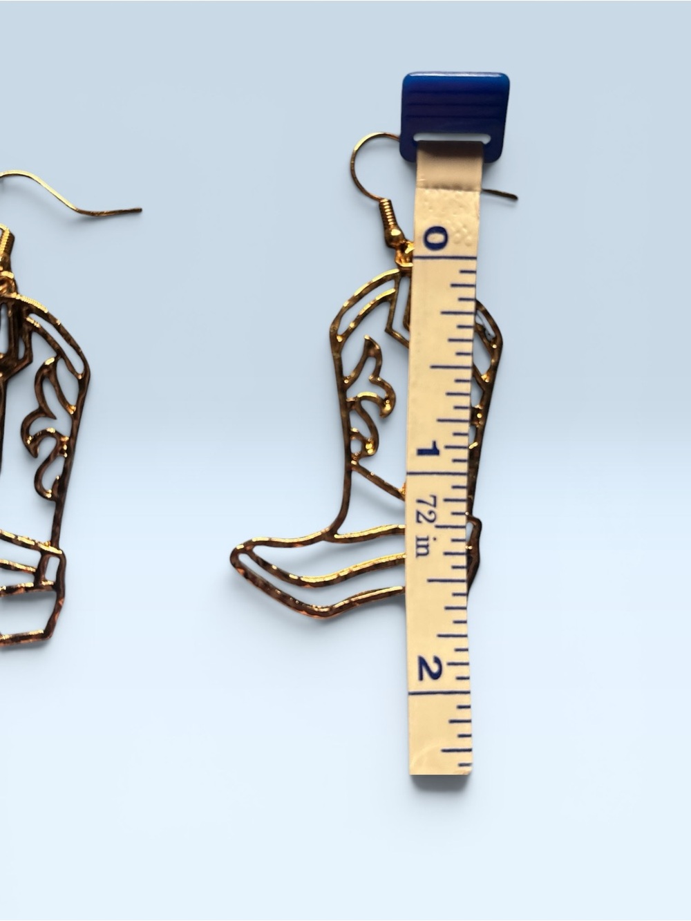 Gold-Tone Cowboy Boot Drop Earrings & Steer Studs Western Style New! - Picture 6 of 6